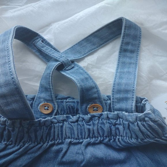 NWT 2 Piece Organic Chambray Jumper/ Dress & Bloomers - Picture 5 of 6